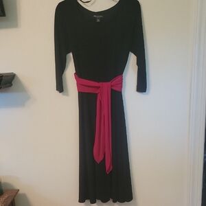 Perceptions Black and Red Tie Belt Fit, Flare Cocktail Dress